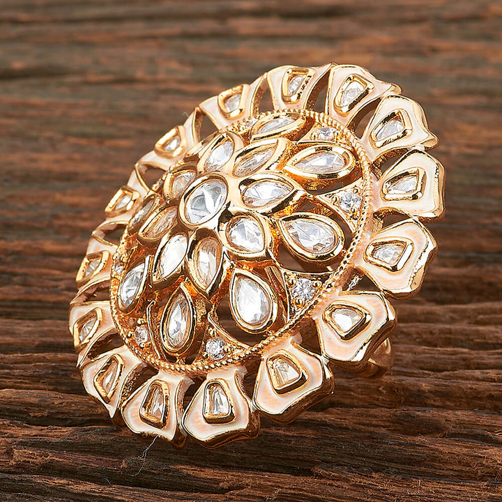 Kundan Adjustable Ring With Gold Plating 301709