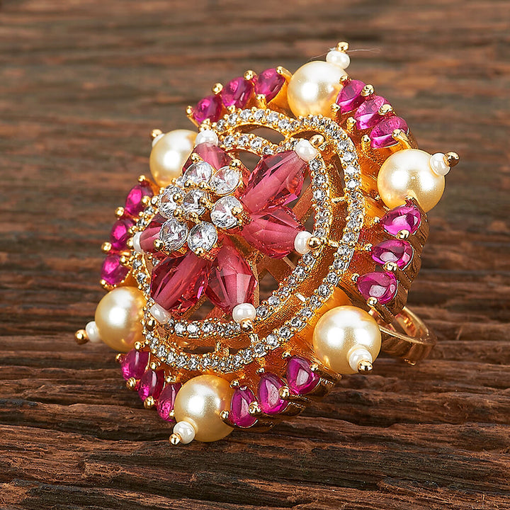 Kundan Adjustable Ring With Gold Plating 301710