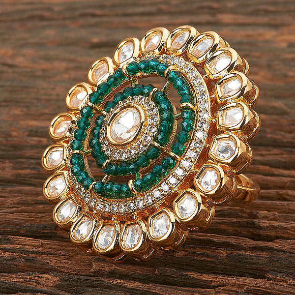 Kundan Adjustable Ring With Gold Plating 301713