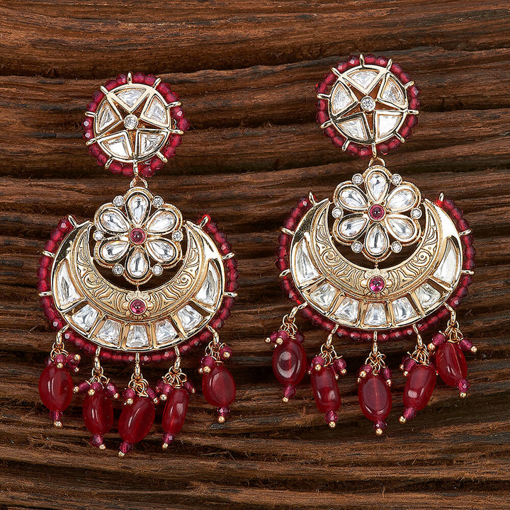 Kundan Chand Earring With Gold Plating 301715