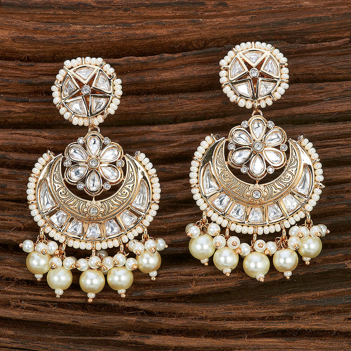 Kundan Chand Earring With Gold Plating 301715