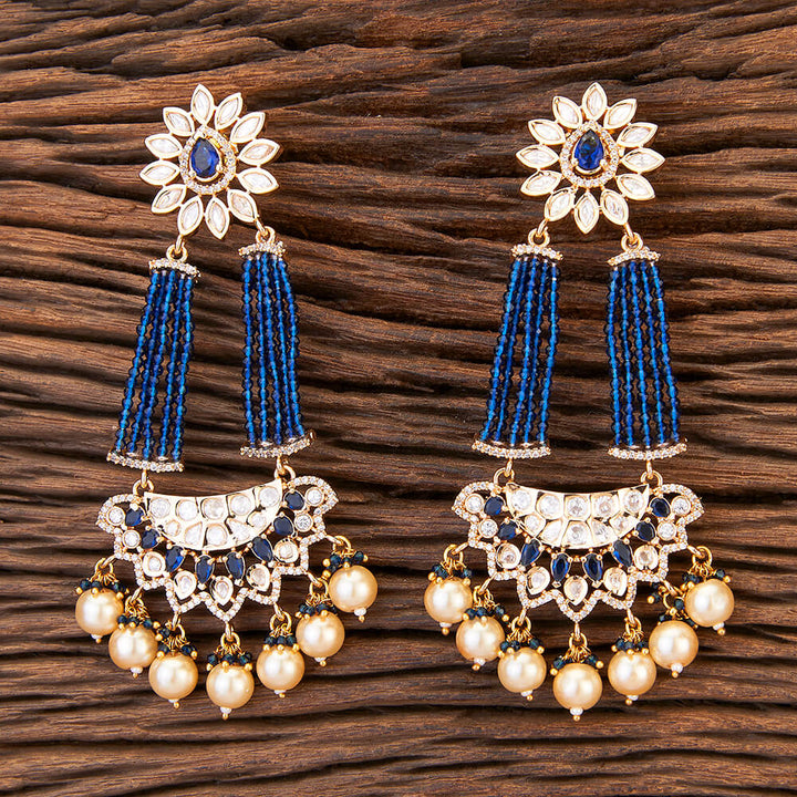 Kundan Long Earring With Gold Plating 301764