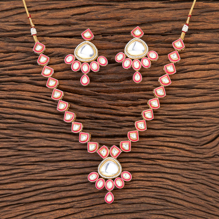 Kundan Meenakari Necklace With Gold Plating 301787