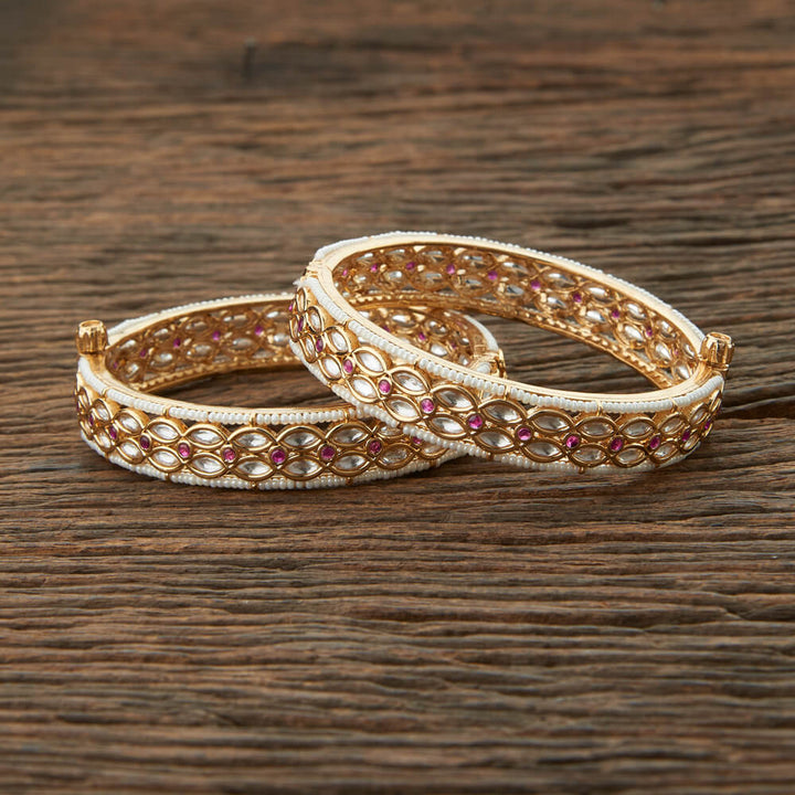 Kundan Openable Bangles With Gold Plating 301885