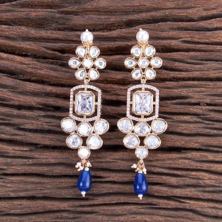 Kundan Long Earring With Rose Gold Plating 301922