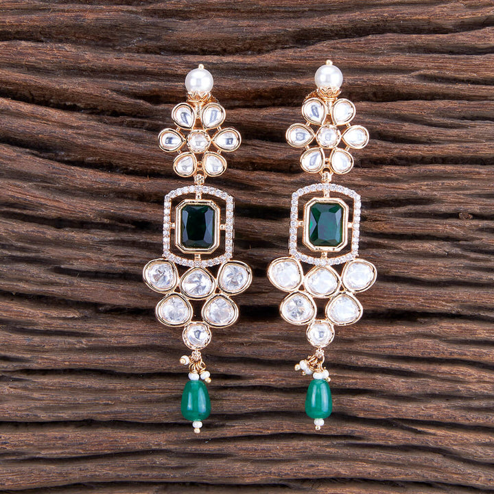 Kundan Long Earring With Rose Gold Plating 301922