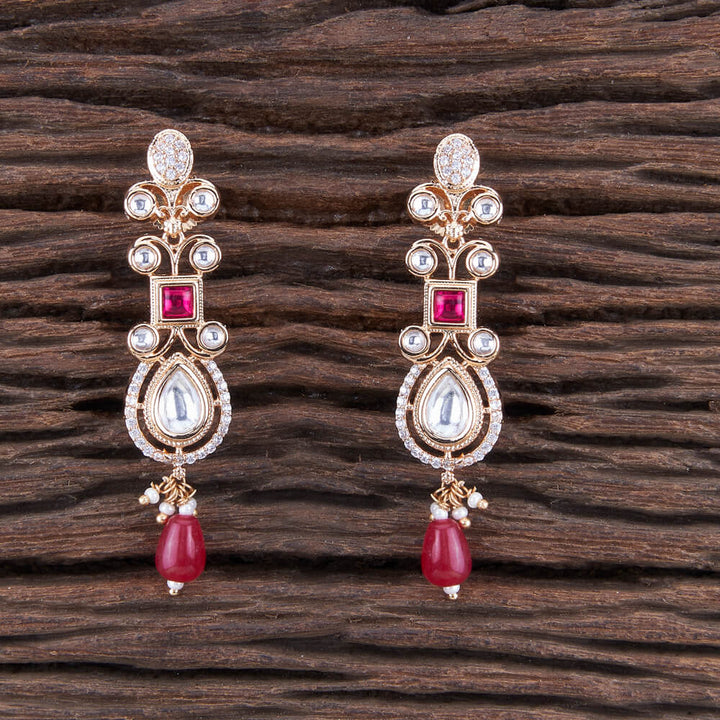 Kundan Pearl Earring With Rose Gold Plating 301924