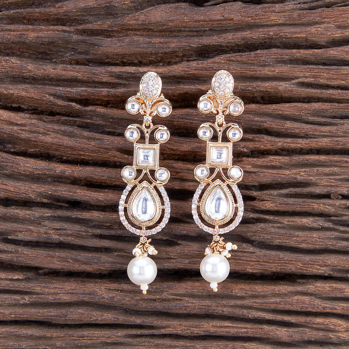 Kundan Pearl Earring With Rose Gold Plating 301924