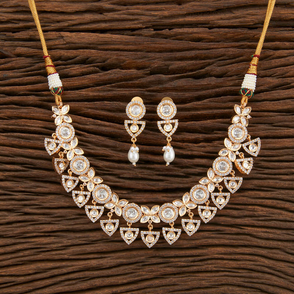 Kundan Classic Necklace With Rose Gold Plating 301974