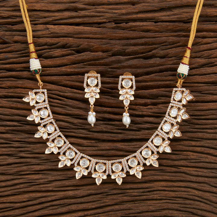 Kundan Classic Necklace With Rose Gold Plating 301975