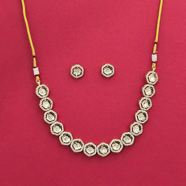 301992 Kundan Classic Necklace With Rose Gold Plating