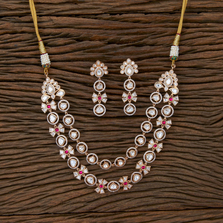 Kundan Classic Necklace With Rose Gold Plating 302012