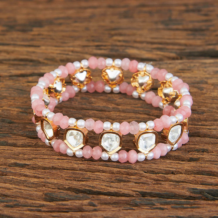 Kundan Classic Bracelet With Gold Plating 302021