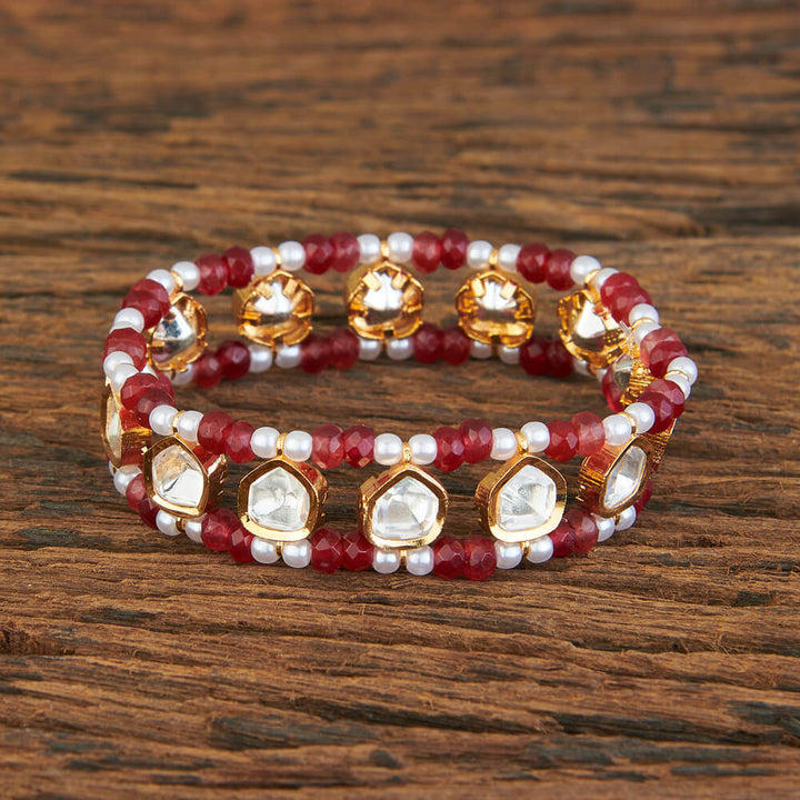 Kundan Classic Bracelet With Gold Plating 302021