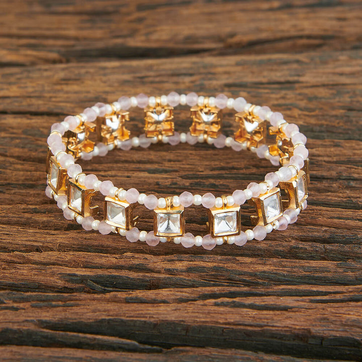 Kundan Classic Bracelet With Gold Plating 302025