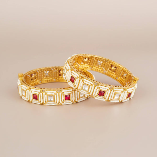 302055 Kundan Openable Bangles With Gold Plating