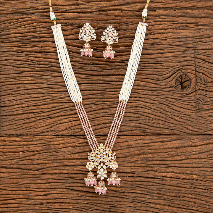 Kundan Moti Pendant Set With Rose Gold Plating 302107