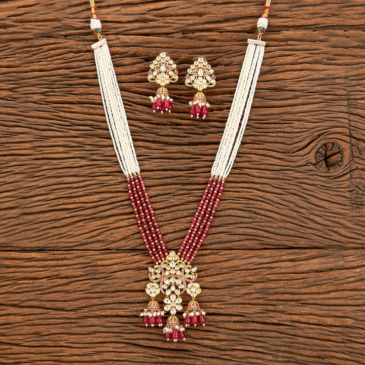 Kundan Moti Pendant Set With Rose Gold Plating 302107