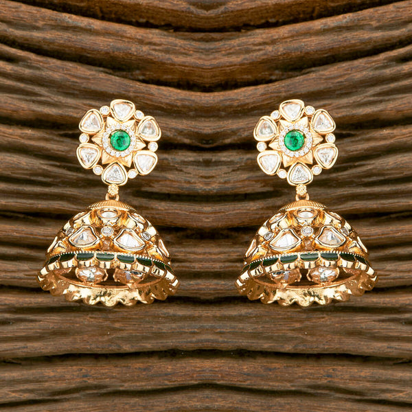 Kundan Jhumki With Rose Gold Plating 302182