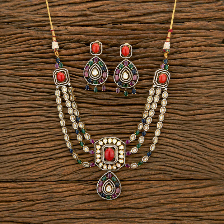 Kundan Classic Necklace With Victorian Plating 302191