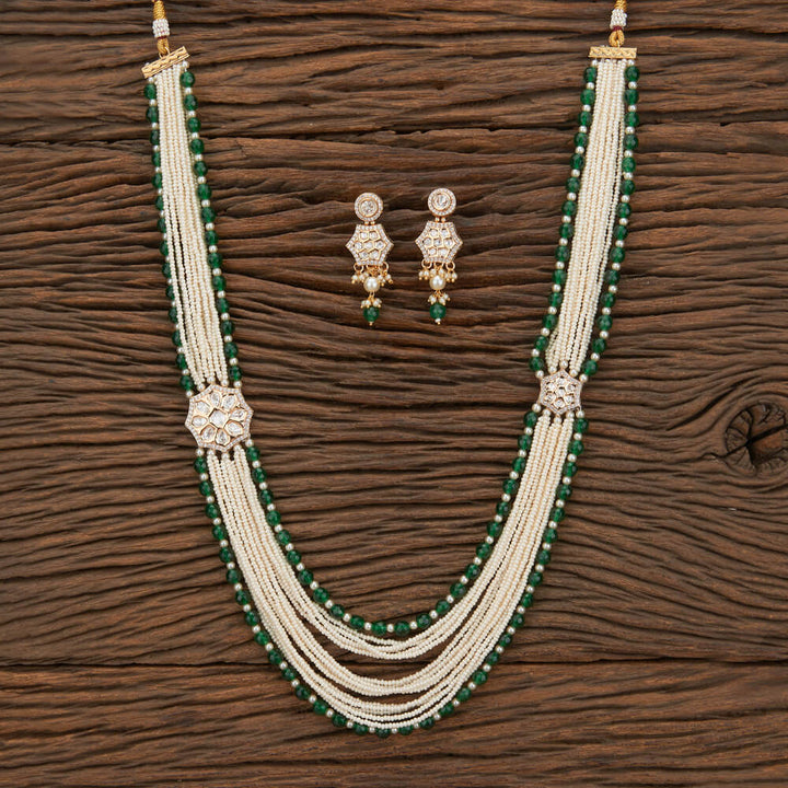 Kundan Mala Necklace With Rose GoldPlating 302201