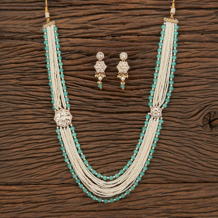 Kundan Mala Necklace With Rose GoldPlating 302201