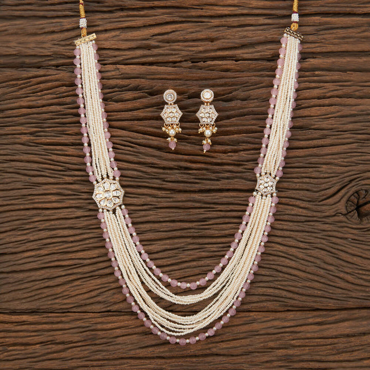 Kundan Mala Necklace With Rose GoldPlating 302201