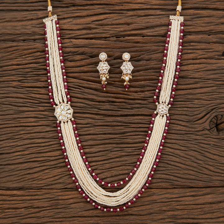 Kundan Mala Necklace With Rose GoldPlating 302201