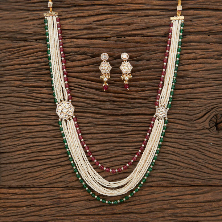 Kundan Mala Necklace With Rose GoldPlating 302201