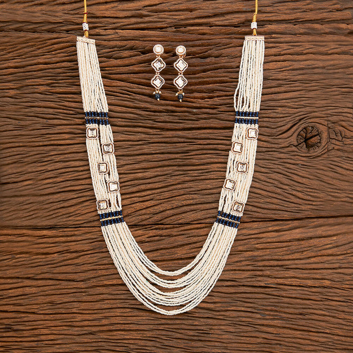 Kundan Mala Necklace With Rose Gold Plating 302203