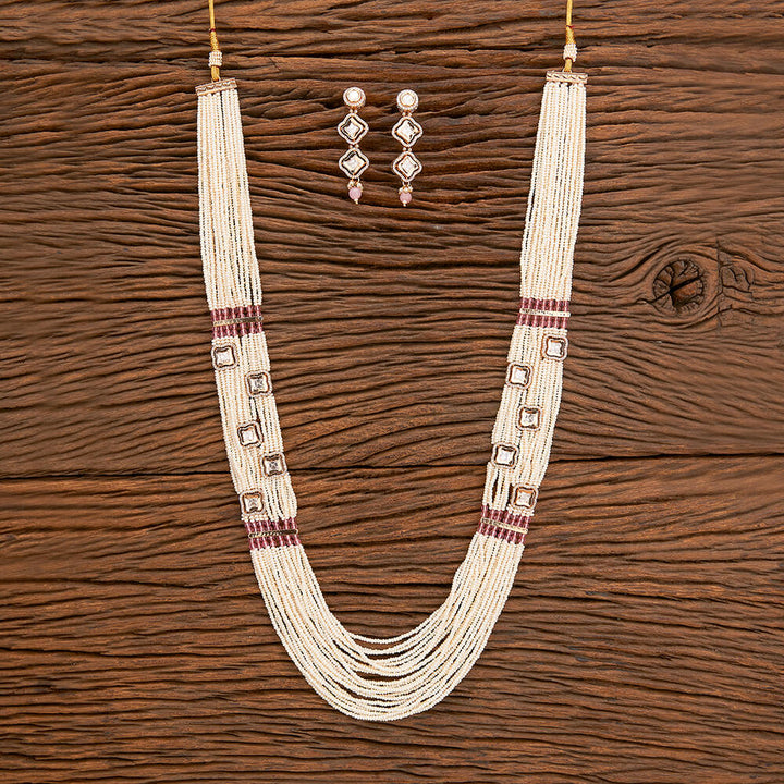 Kundan Mala Necklace With Rose Gold Plating 302203