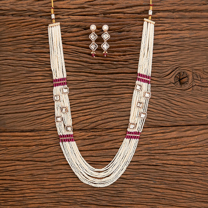 Kundan Mala Necklace With Rose Gold Plating 302203