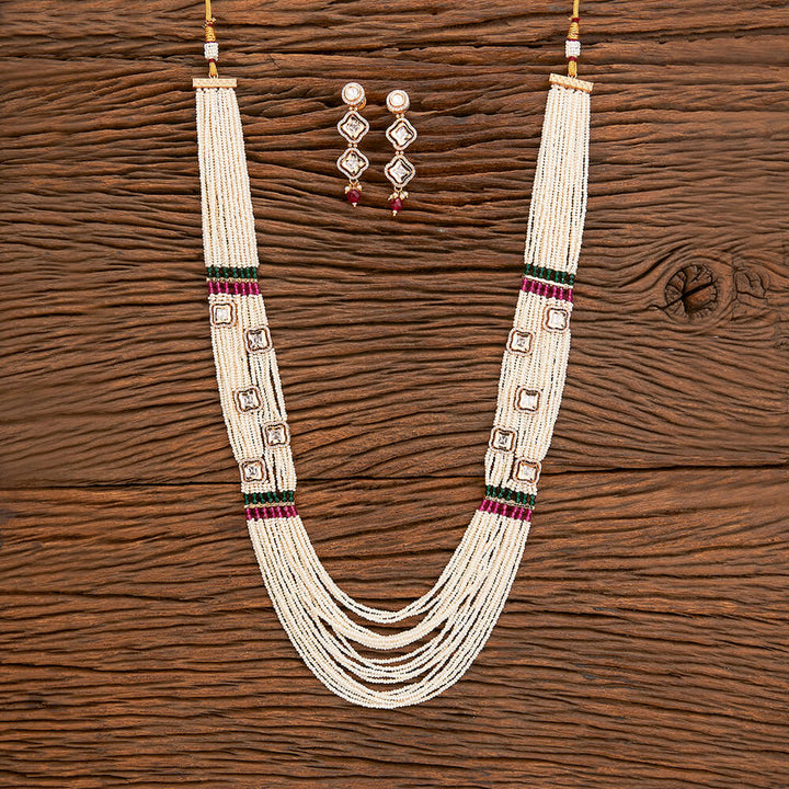 Kundan Mala Necklace With Rose Gold Plating 302203