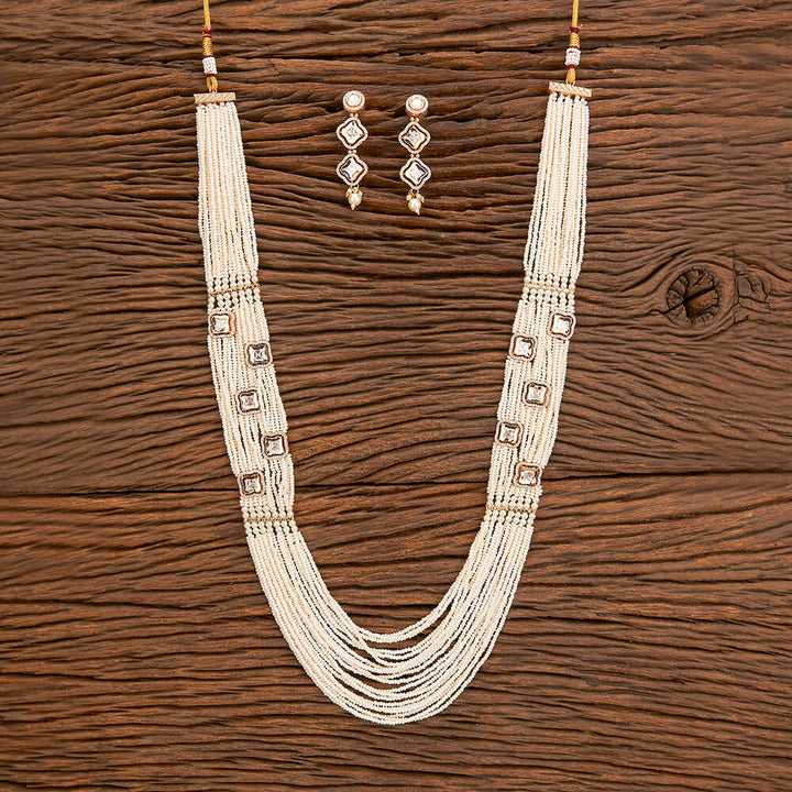 Kundan Mala Necklace With Rose Gold Plating 302203