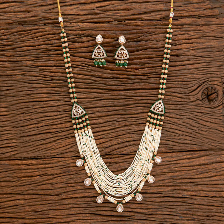 Kundan Mala Necklace With Rose Gold Plating 302205