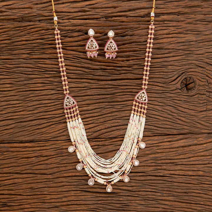 Kundan Mala Necklace With Rose Gold Plating 302205