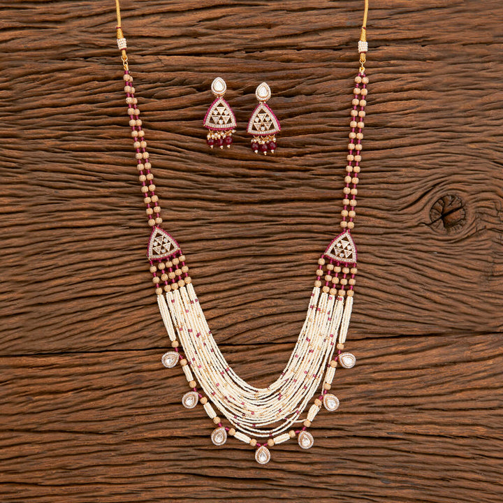 Kundan Mala Necklace With Rose Gold Plating 302205