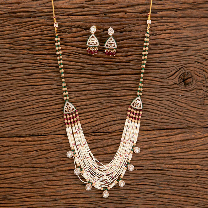 Kundan Mala Necklace With Rose Gold Plating 302205