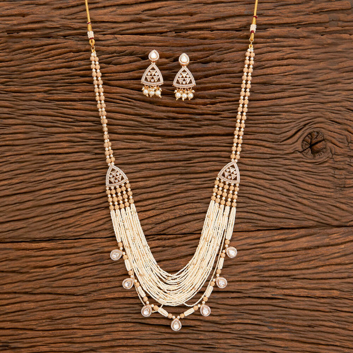 Kundan Mala Necklace With Rose Gold Plating 302205