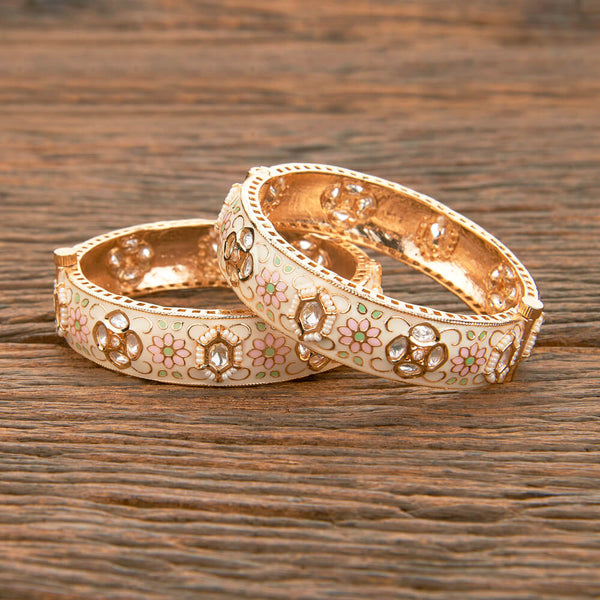 Kundan Meenakari Bangles With Rose Gold Plating 302220