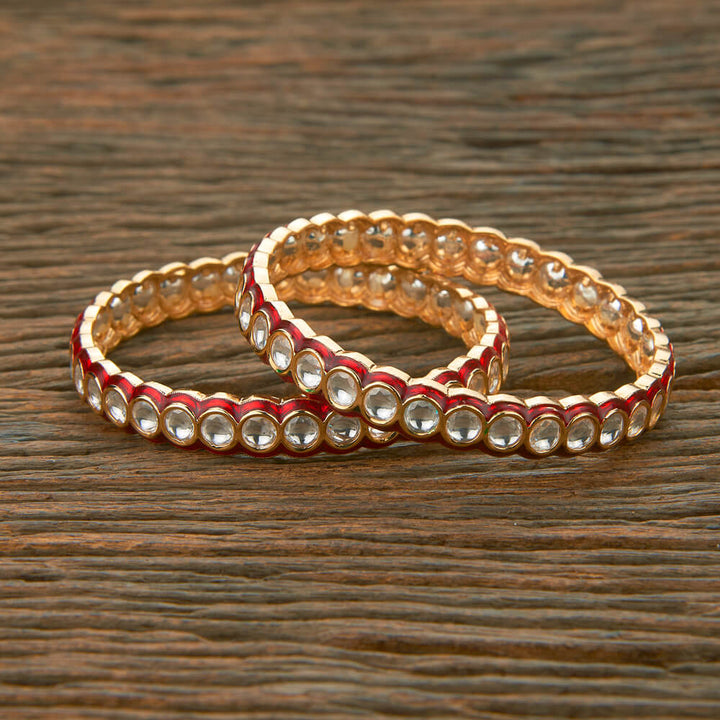 Kundan Meenakari Bangles With Rose Gold Plating 302277