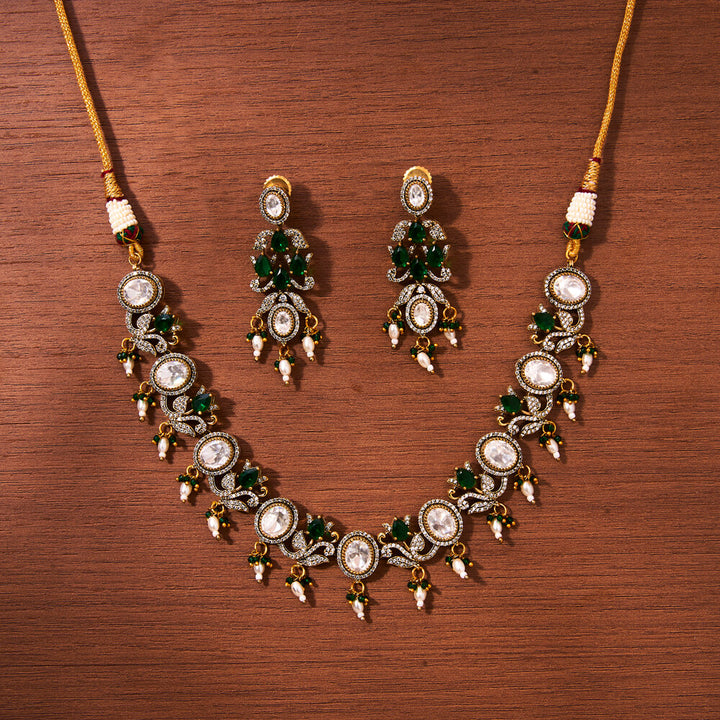 Kundan Peacock Necklace With Victorian Plating 302361