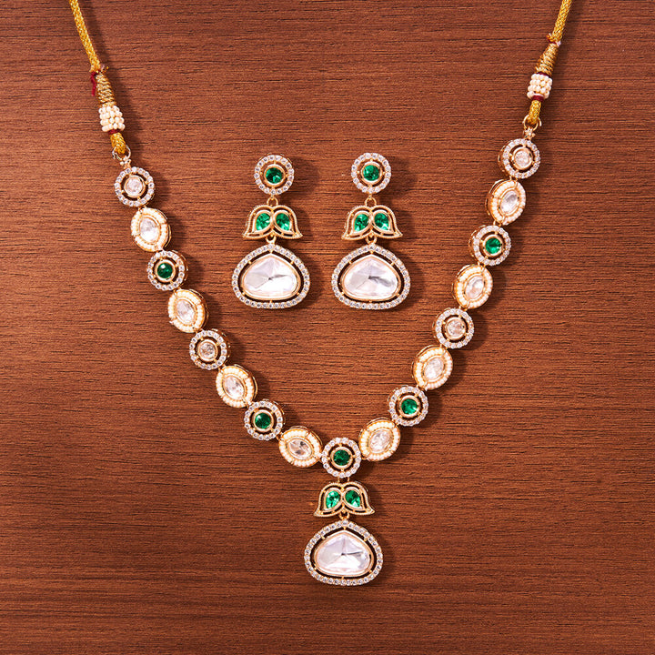 Kundan Classic Necklace With Rose Gold Plating 302390