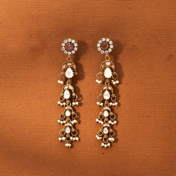 Kundan Long Earring With Victorian Plating 302420