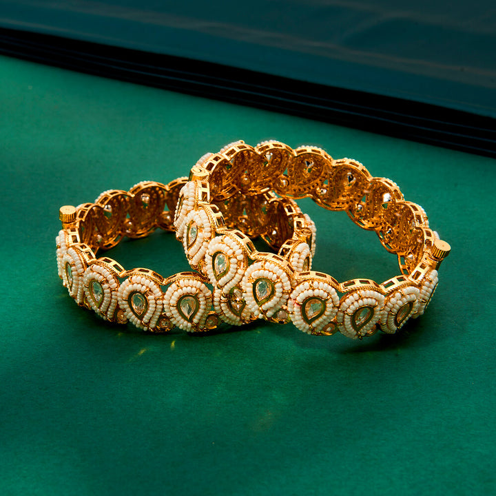 Kundan Openable Bangles With Gold Plating 302440