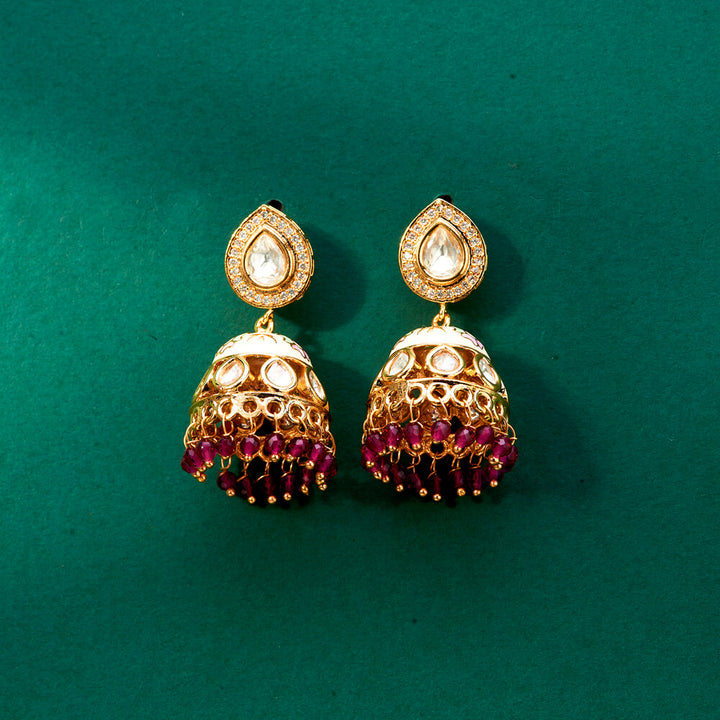 Kundan Meenakari Earring With Gold Plating 302459