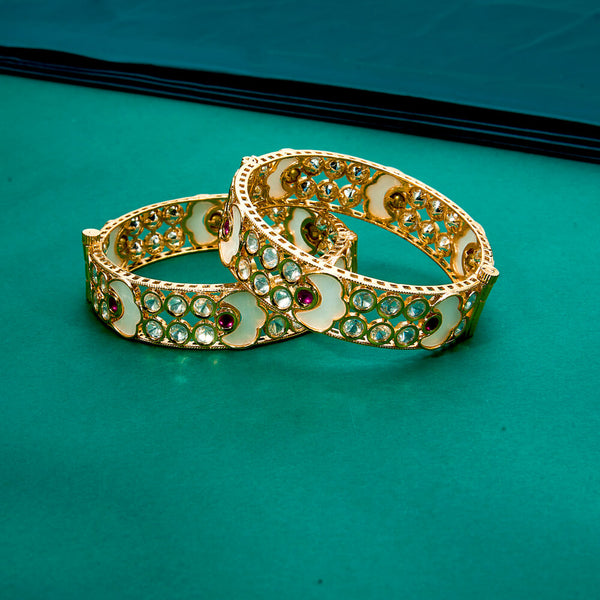 302492 Kundan Openable Bangles With Gold Plating