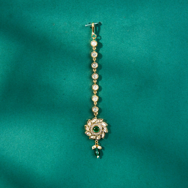 302512 Kundan Moti Tikka With Gold Plating