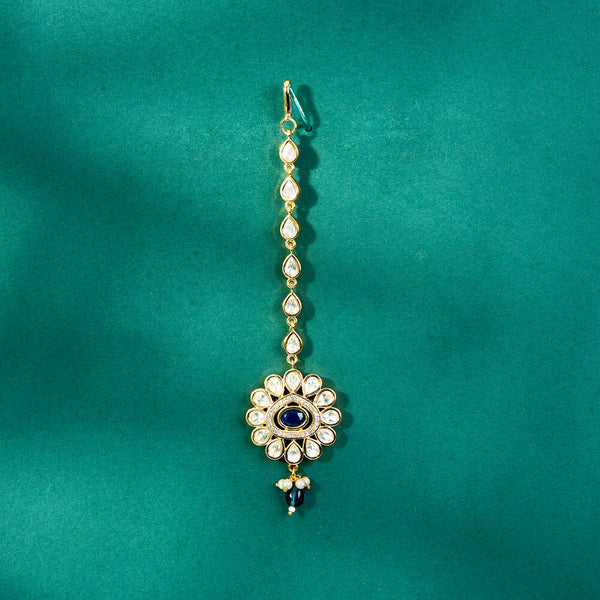 302516 Kundan Pearl Tikka With Gold Plating