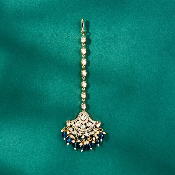 302517 Kundan Moti Tikka With Gold Plating